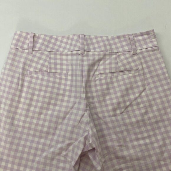 NWT Ann Taylor Purple White Gingham Plaid Chino Shorts Flat Front Size 4 Stretch - Picture 10 of 10